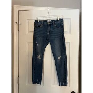 Pistola Skinny Jeans Medium Wash Distressed Raw Hem Denim 28 Grunge Boho Edgy